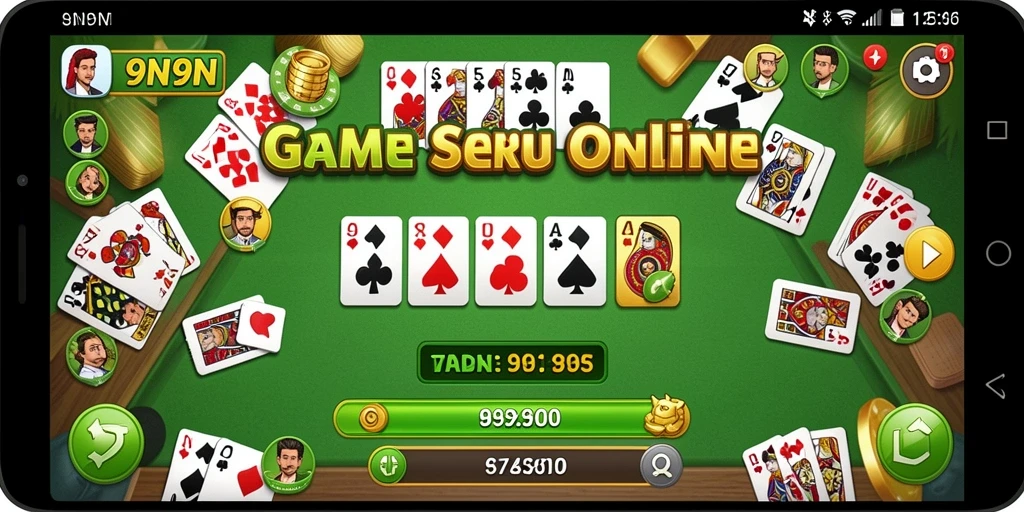Tampilan gameplay seru dalam 9N9N saat bermain Domino.