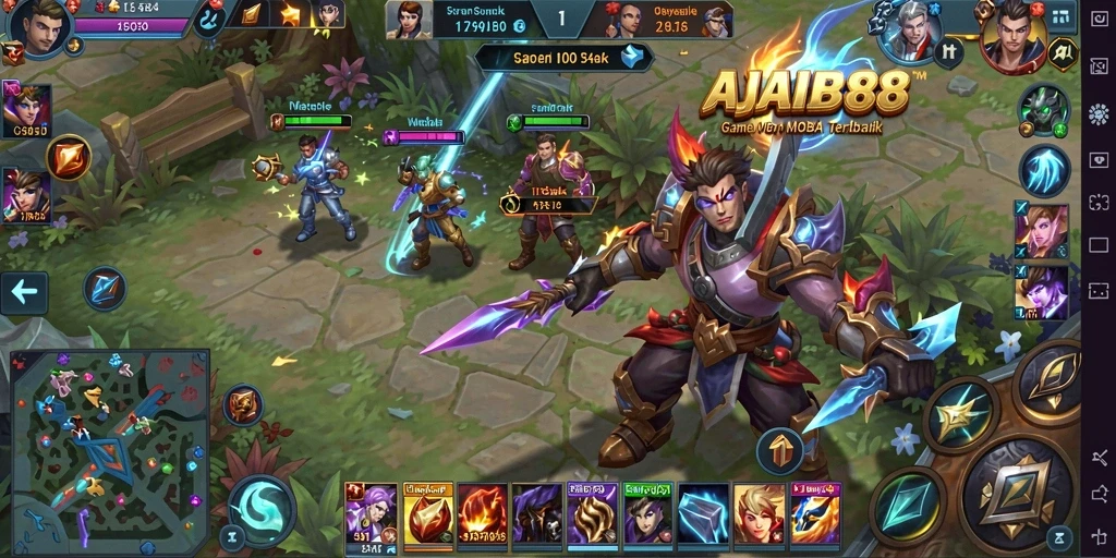 Tangkapan layar utama AJAIB88 yang menunjukkan aksi MOBA yang mendebarkan.