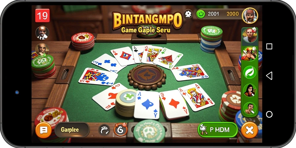 Tampilan gameplay BINTANGMPO dengan suasana seru game Gaple.