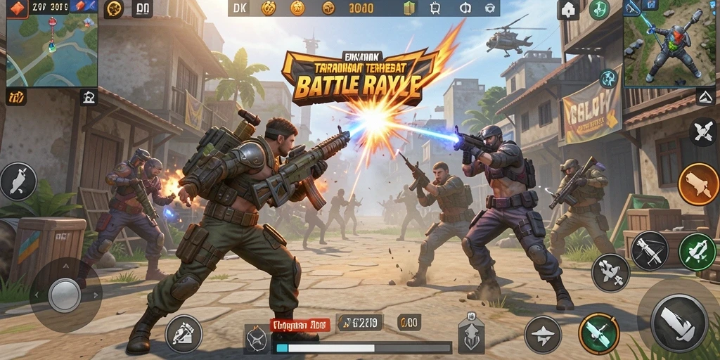Tampilan gameplay mendebarkan dalam pertarungan Battle Royale.