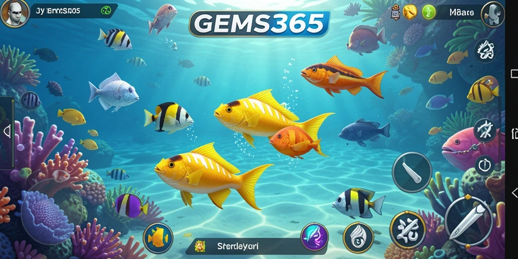 Tampilan gameplay GEMS365 yang menegangkan saat menangkap ikan.
