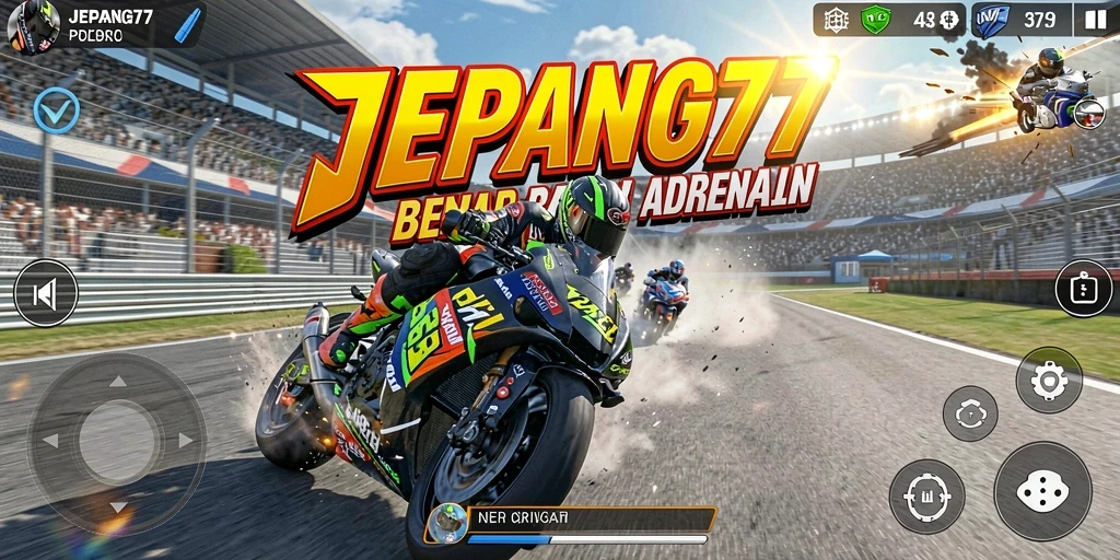 Tampilan gameplay balapan yang mendebarkan dan menantang di JEPANG77.