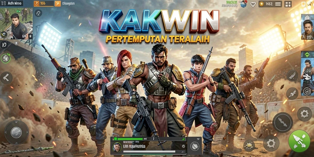 Screenshot KAKWIN menunjukkan aksi seru dalam pertempuran Battle Royale.