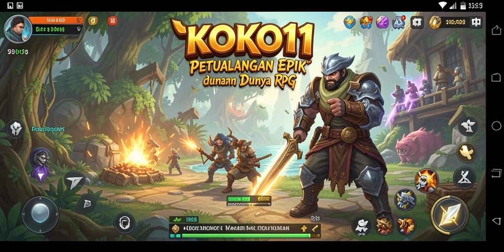 Screenshot dari gameplay RPG KOKO11 yang menampilkan aksi pertempuran.