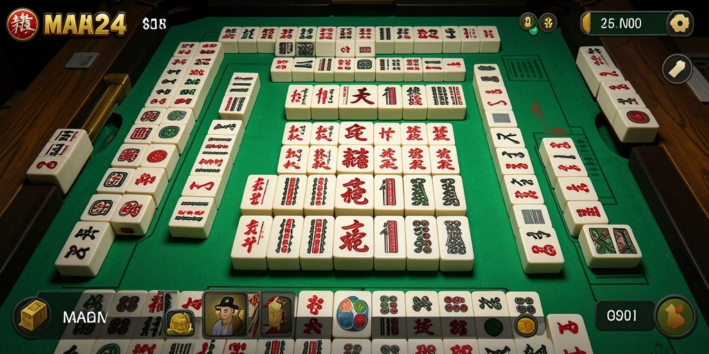 Screenshot gameplay MAHA24 yang menampilkan momen seru permainan Mahjong.