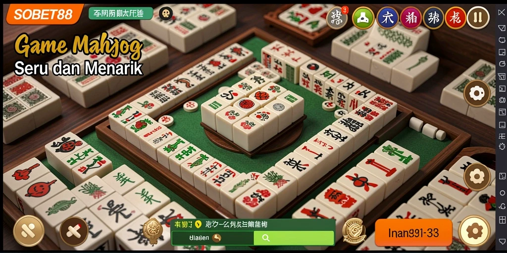 Tampilan gameplay seru dari SOBET88 dengan elemen Mahjong yang menarik.