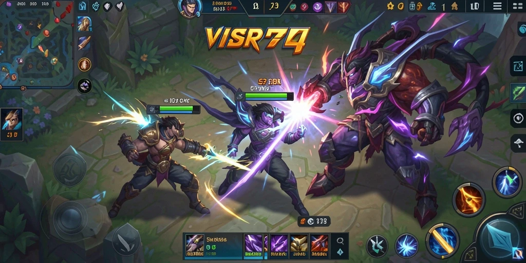 Screenshot SR777 menampilkan pertempuran seru antar tim dalam game MOBA.