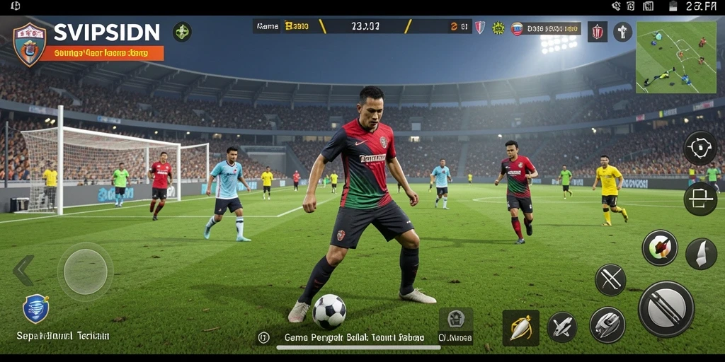 Screenshot SVIPSIDN menampilkan aksi di lapangan sepak bola yang menegangkan.