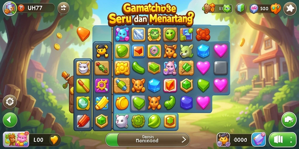 Gameplay UH77 yang penuh warna dan menyenangkan dalam genre Match-3.